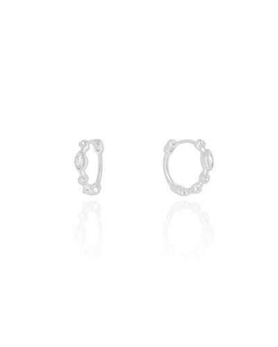 Brinco Argola Ponto de Luz Cravejado Ródio Branco