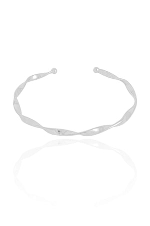 Bracelete Torcido 3 mm Ródio Branco