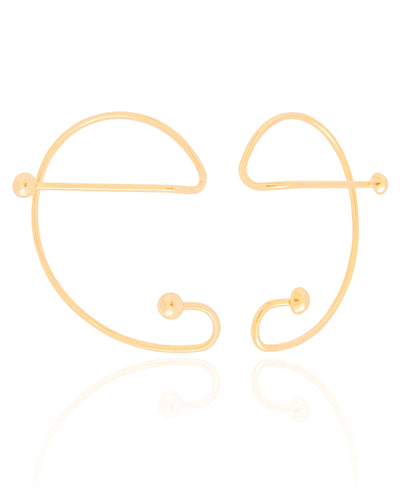 Brinco Ear Cuff Fio Bolas Banhado a Ouro 18K