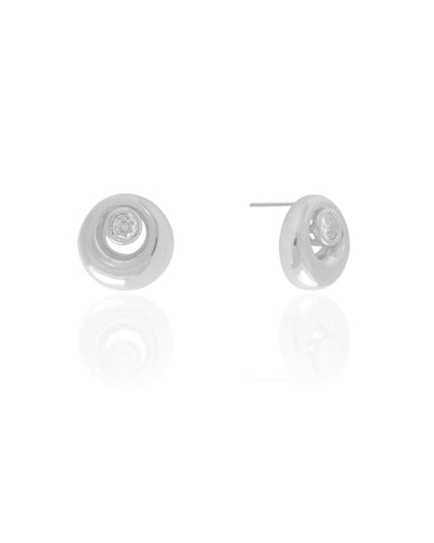 Brinco Redondo Ponto de Luz Cristal 1.7 cm Ródio Branco