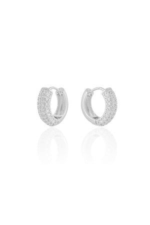 Brinco Argola Cravejado Cristal 1.6 cm Ródio Branco