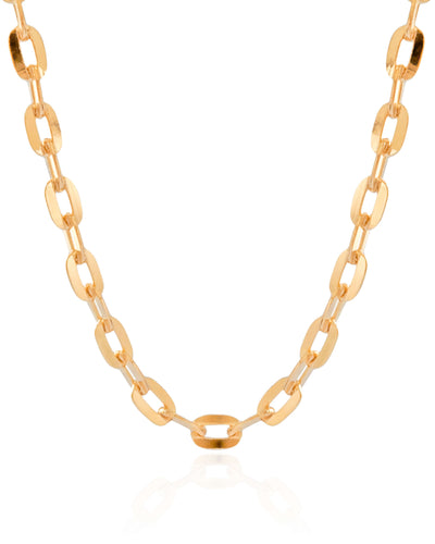 Choker Elos Ovais 9 mm Banhado a Ouro 18K - 35 cm