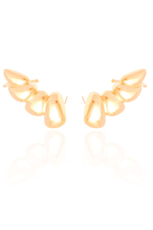 Ear Cuff Orgânico Liso 3.0 cm Banhado a Ouro 18K