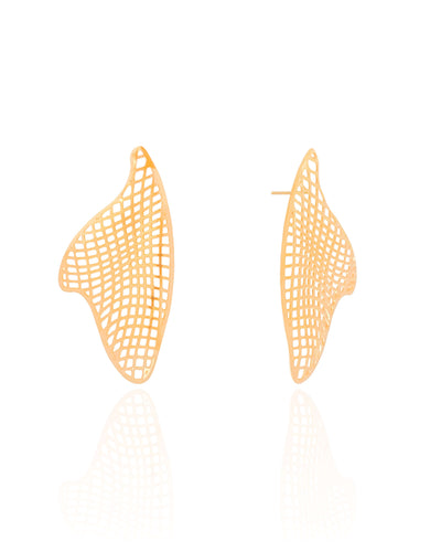 Brinco Orgânico Tela 4,3 cm Banhado a Ouro 18K