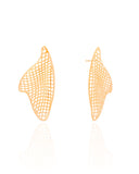 Brinco Orgânico Tela 4.3 cm Banhado a Ouro 18K