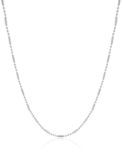 Colar Canutilhos 1 mm Ródio Branco - 40 cm