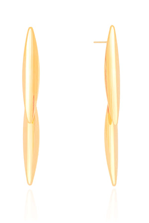 Brinco Folha Dupla Alongada Banhado a Ouro 18K