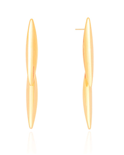 Brinco Folha Dupla Alongada Banhado a Ouro 18K