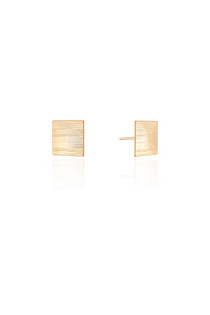 Brinco Quadrado Riscado Banhado a Ouro 18K