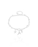 Tornozeleira Dupla Fundo do Mar Ródio Branco