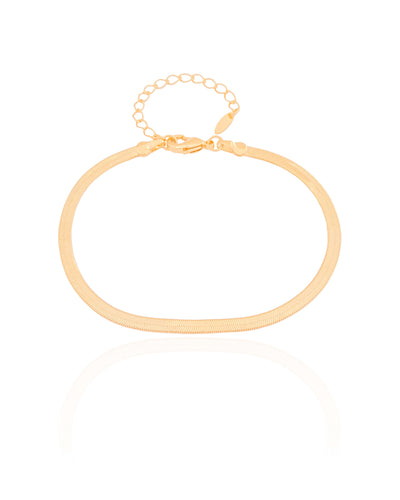 Pulseira Malha Fita 3 mm Banhado a Ouro 18K
