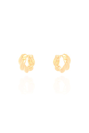 Brinco Argola Click Torcida Lisa 1.4 cm Banhado a Ouro 18K