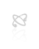 Anel X Bola Lisa Cravejado Cristal Tamanho 19 Ródio Branco