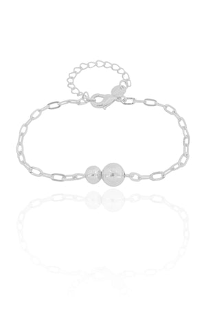 Pulseira Elos Bolas Lisas Ródio Branco