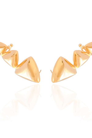 Ear Cuff Triângulos Lisos Banhado a Ouro 18K