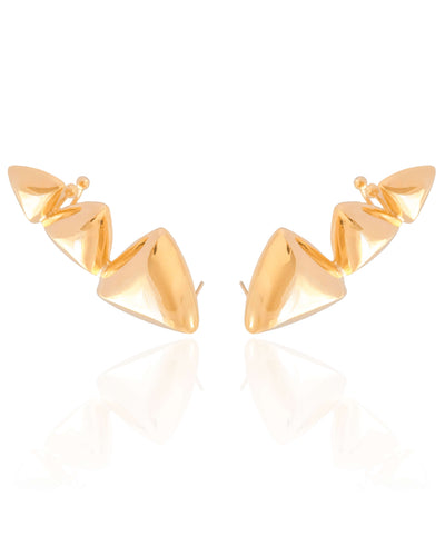 Ear Cuff Triângulos Lisos Banhado a Ouro 18K