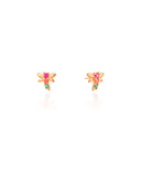 Brinco Infantil Libélula Colorida Banhado a Ouro 18K