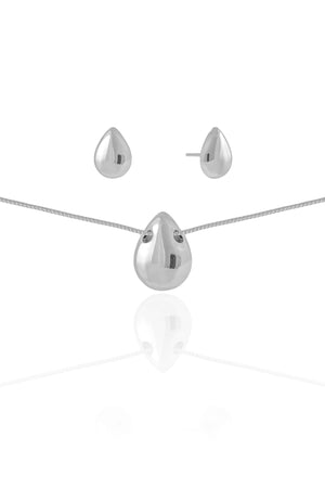 Conjunto Gota Lisa Ródio Branco