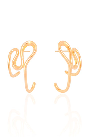 Brinco Fio Torcido Orgânico 3.2 cm Banhado a Ouro 18K