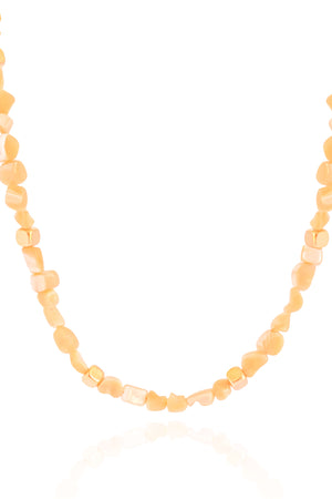 Choker Madrepérolas Marrom Quadrados Lisos Banhado a Ouro 18K