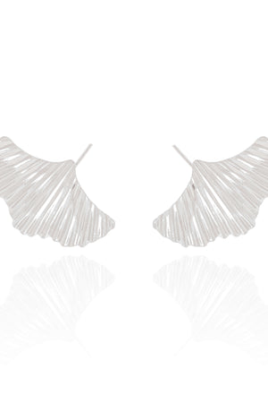 Ear Cuff Folha Frisada Ródio Branco