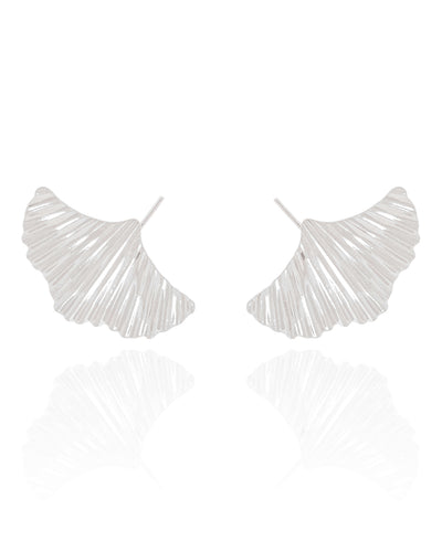 Ear Cuff Folha Frisada Ródio Branco
