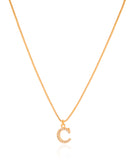 Gargantilha Veneziana Letra C Cravejada Cristal Banhado a Ouro 18K - 45 cm