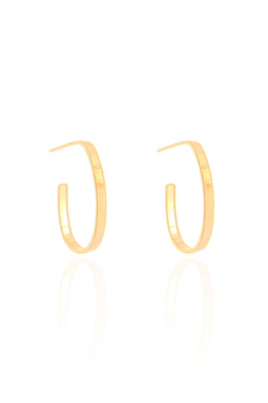 Brinco Argola Oval Fio Reto Liso 2.5 cm Banhado a Ouro 18K