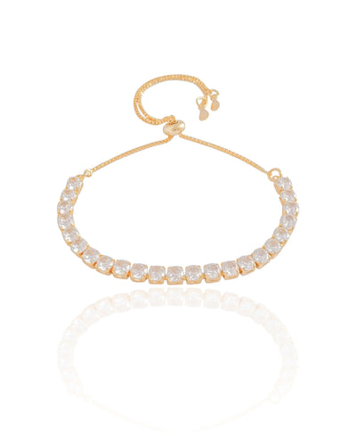 Pulseira Riviera Cristal Fecho Gravata Banhado a Ouro 18K