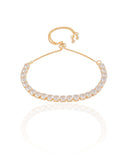 Pulseira Riviera Cristal Fecho Gravata Banhado a Ouro 18K