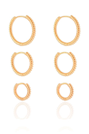 Trio de Argolas Torcidas Banhado a Ouro 18K