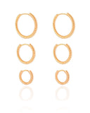 Trio de Argolas Torcidas Banhado a Ouro 18K