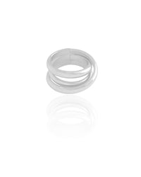 Anel Filetes Entrelaçados Tamanho 16 Ródio Branco