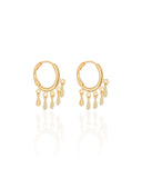 Brinco Argola Click com Gotas Lisas 2.5 cm Banhado a Ouro 18K