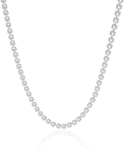 Choker Elos Duplos 4 mm Ródio Branco - 35 cm