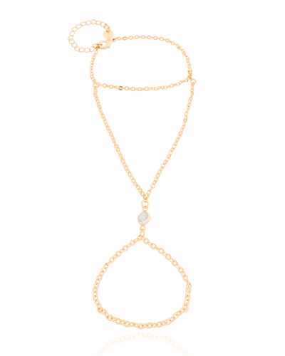 Pulseira Hand Chain com Zircônia Banhado a Ouro 18K