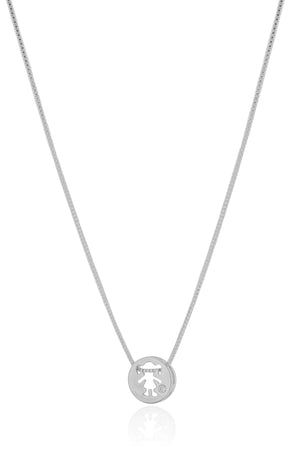 Gargantilha Filho Menina Ponto de Luz Cristal Ródio Branco - 45 cm