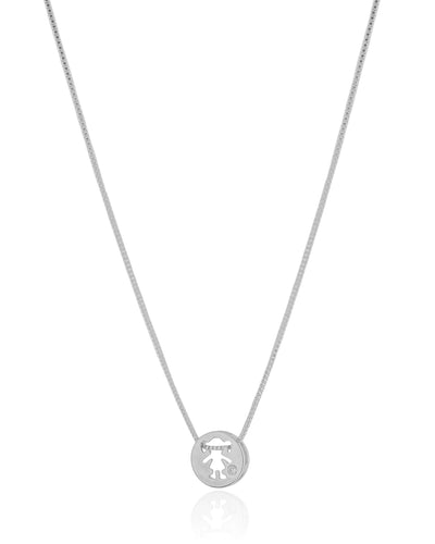 Colar Filho Menina Ponto de Luz Cristal Ródio Branco - 45 cm