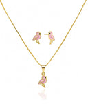 Conjunto Infantil Esmaltado Flamingo Rosa