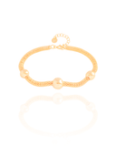 Pulseira Malha Oca Três Bolas Banhado a Ouro 18K