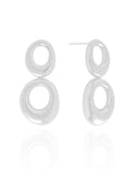 Brinco Oval Duplo Vazado Liso Ródio Branco