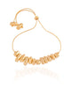 Pulseira Cascalhos Lisos Fecho Gravata Banhado a Ouro 18K