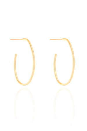 Brinco Argola Oval Fio 3.3 cm Banhado a Ouro 18K