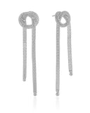 Brinco Nó Malha Italiana 7.8 cm Ródio Branco