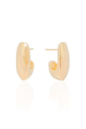 Brinco Meia Argola Lisa Banhado a Ouro 18K