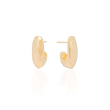 Brinco Meia Argola Lisa Banhado a Ouro 18K