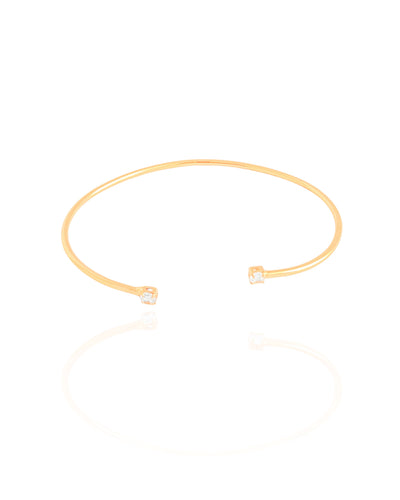 Bracelete Fio 1 mm Pontos de Luz Cristal 3 mm Banhado a Ouro 18K