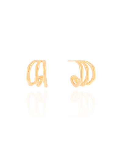 Brinco Argola Filetes Orgânicos 1,6 cm Banhado a Ouro 18K