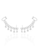 Brinco Ear Cuff Elos Vazados Ponto de Luz Cristal Ródio Branco