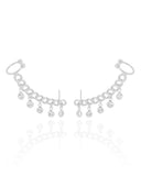 Brinco Ear Cuff Elos Vazados Ponto de Luz Cristal Ródio Branco